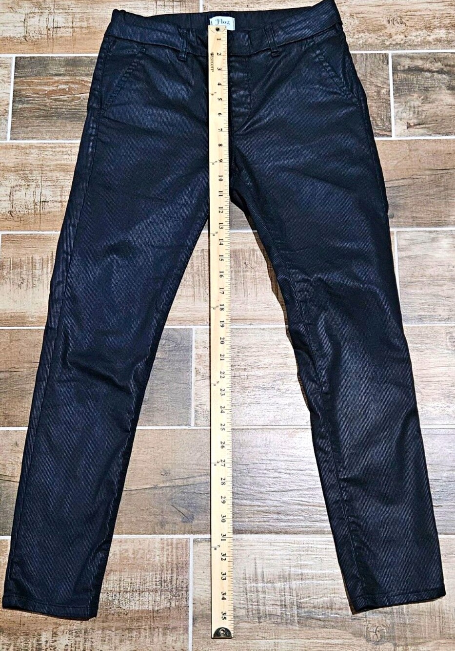 Bevy Flog Black Wax Coated Corduroy Rib Pull On Trousers Size 26. LDK 200